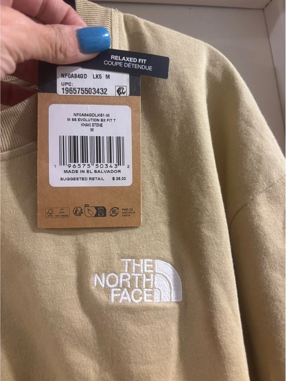 NWT The North Face Evolution Box Fit Relaxed Tee Khaki Stone Men’s Medium